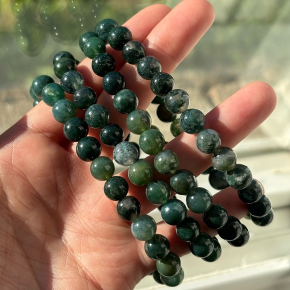 Dark Moss Agate Bracelets - Picture 1 of 1
